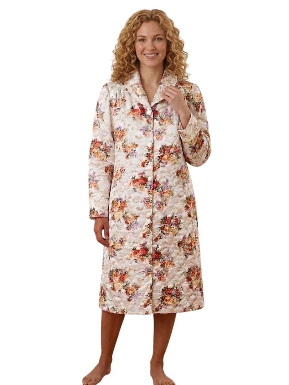 Miss Elaine NWT 70s Floral Quilted Robe House Coat Grannycore Pockets Size L